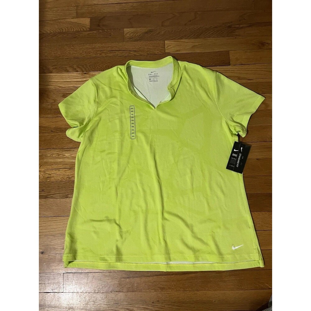 NWT Nike Dri-FIT women’s Golf Shirt Lime Green XXL Standard Fit Breathable Logo